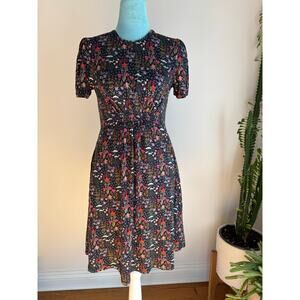 Boden. 6 New Floral Garden Tapestry Smocked Midi Dress Dark Romantic Whimsigoth